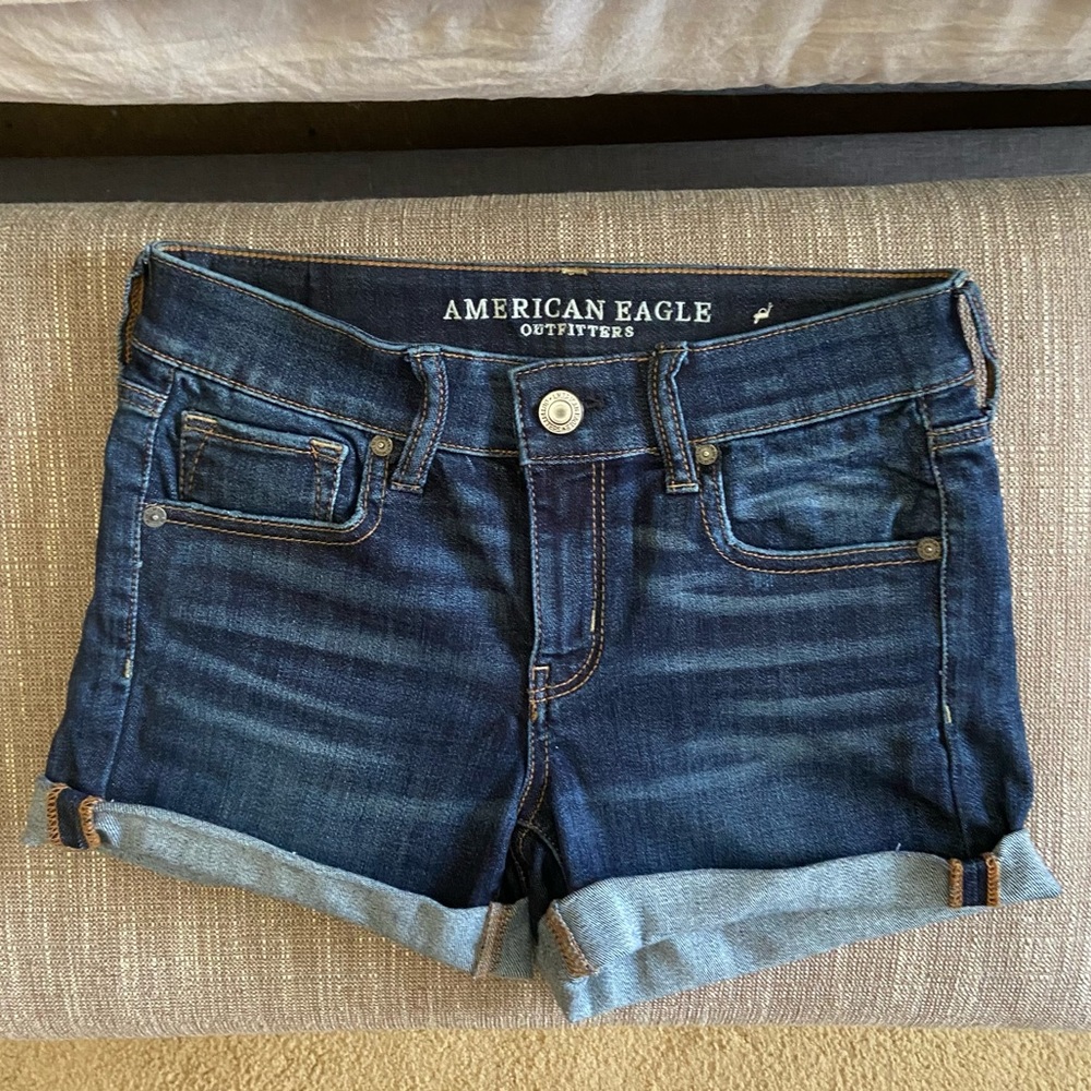 AE Next Level Stretch Dark Denim Shorts